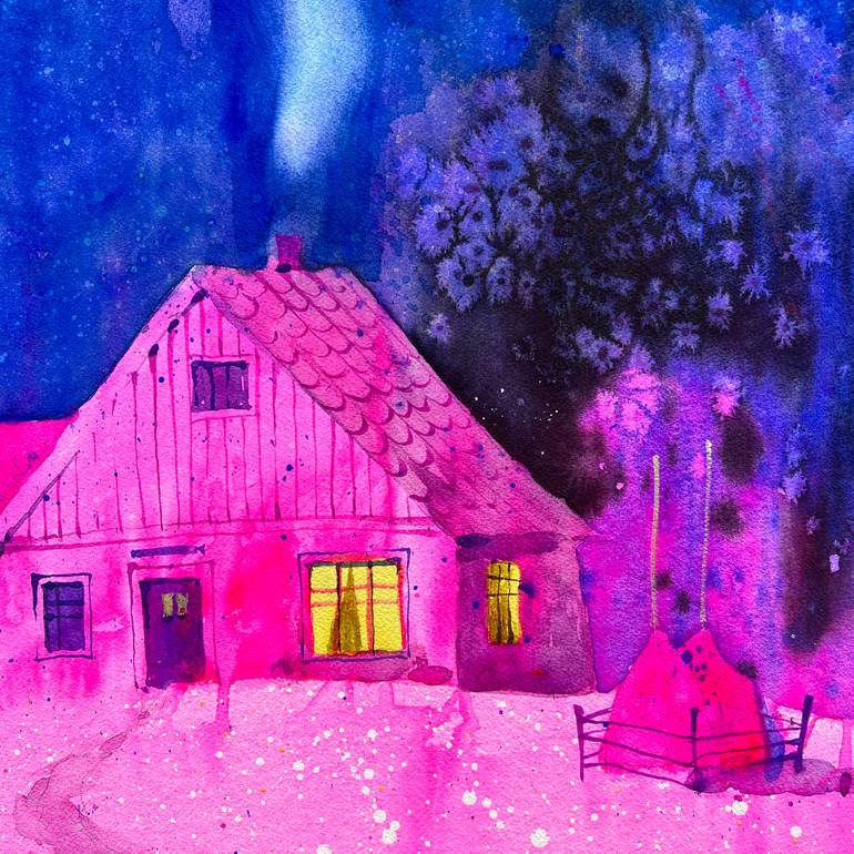 Original Art Nouveau Landscape Painting by Andrii Kovalyk 