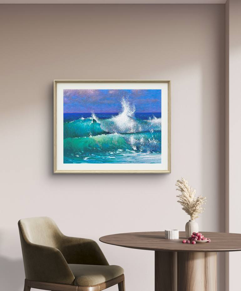 Original Impressionism Ocean Drawing by Andrii Kovalyk 