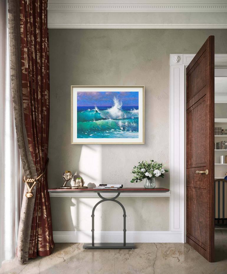 Original Impressionism Ocean Drawing by Andrii Kovalyk 