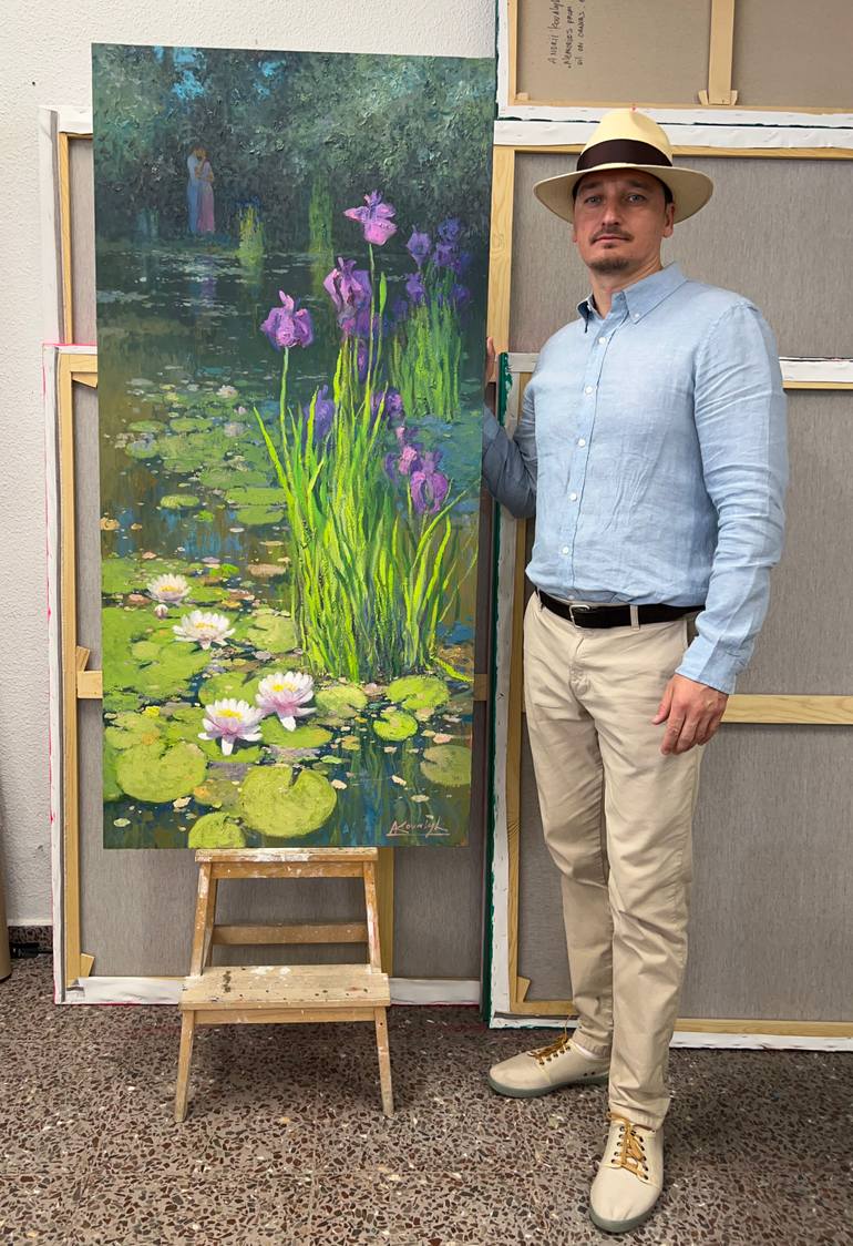 Original Impressionism Garden Painting by Andrii Kovalyk 