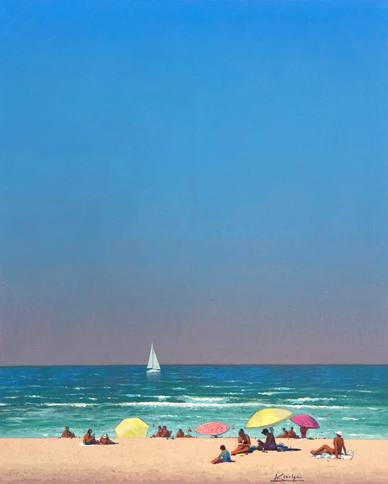 Original Beach Painting by Andrii Kovalyk | Impressionism Art on Canvas | Memories of Summer