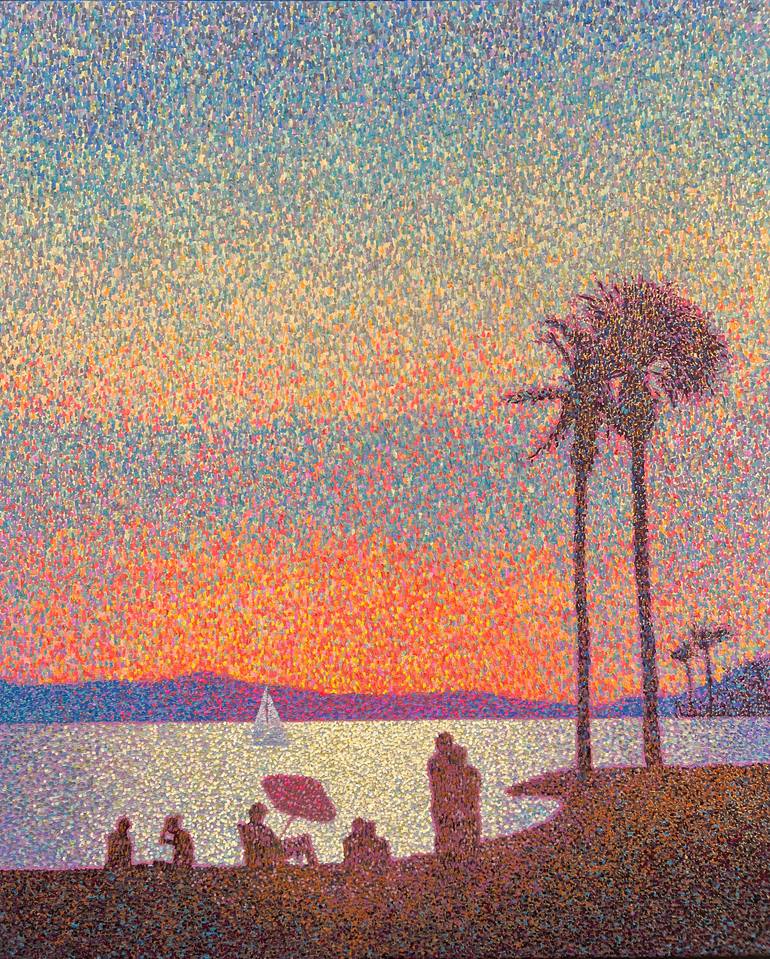 Original Beach Painting by Andrii Kovalyk | Expressionism Art on Canvas | Golden Summer Evening