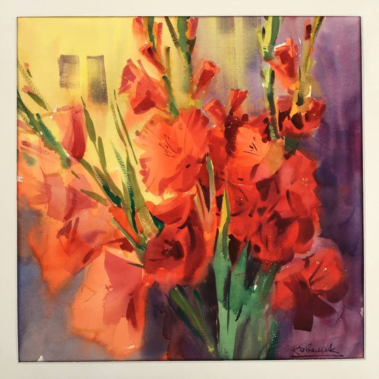 Original Figurative Floral Painting by Andrii Kovalyk 