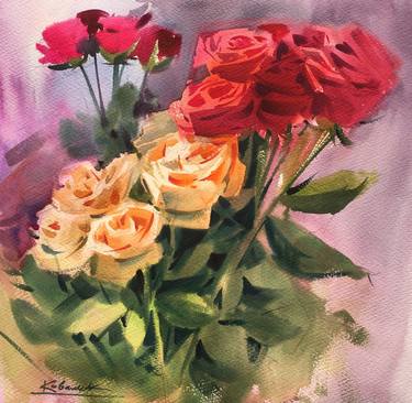 Watercolor painting "Roses". thumb