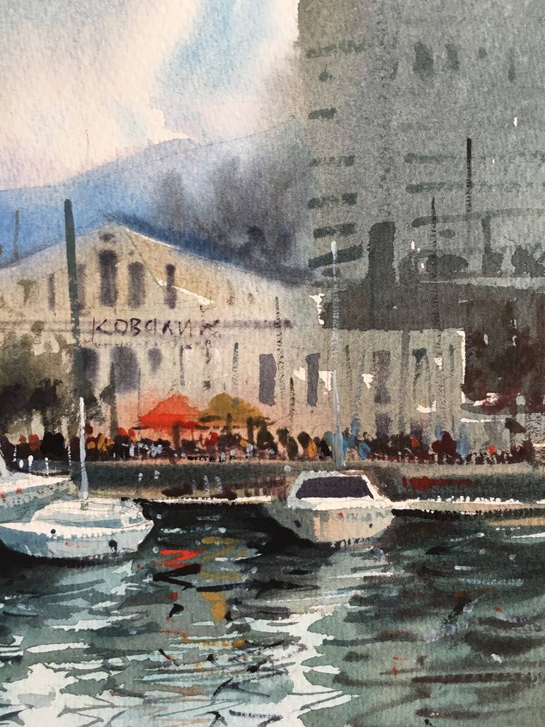 Original Impressionism Boat Painting by Andrii Kovalyk 