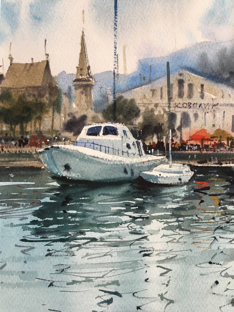 Original Boat Painting by Andrii Kovalyk 