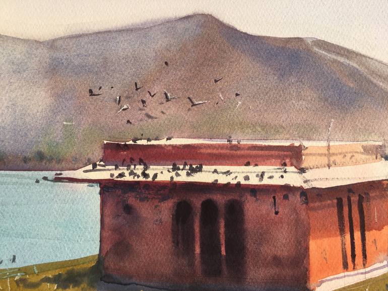 Original Illustration Beach Painting by Andrii Kovalyk 