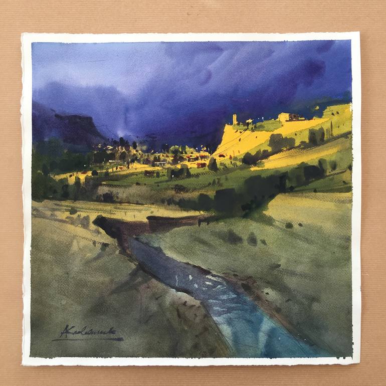 Original Abstract Expressionism Landscape Painting by Andrii Kovalyk 