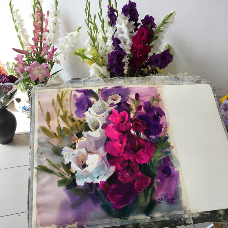 Original Expressionism Botanic Painting by Andrii Kovalyk 