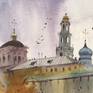 The work “Spiritual Fortress. Trinity-Sergius Lavra" was painted from life in Sergiev Posad, Moscow region.
The painting was working by professional Italian Maimeri Blu watercolors on 100% cotton paper with a density of 300 grams, which will give the picture durability.