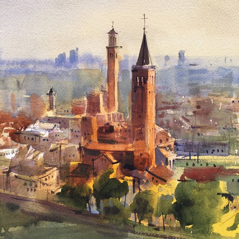 Original Architecture Painting by Andrii Kovalyk 