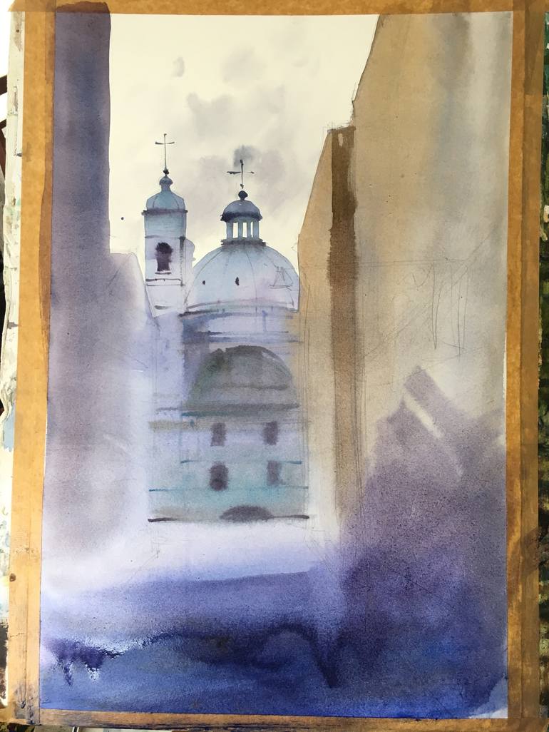 Original Architecture Painting by Andrii Kovalyk 