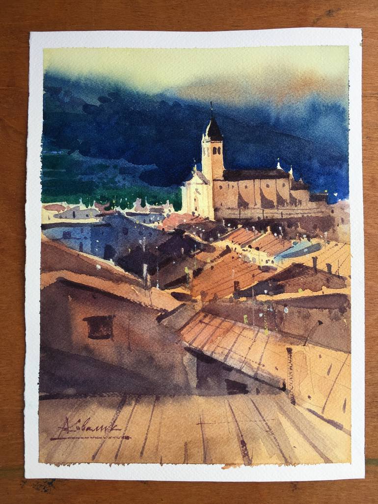 Original Expressionism Architecture Painting by Andrii Kovalyk 