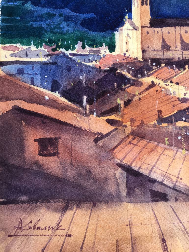Original Expressionism Architecture Painting by Andrii Kovalyk 