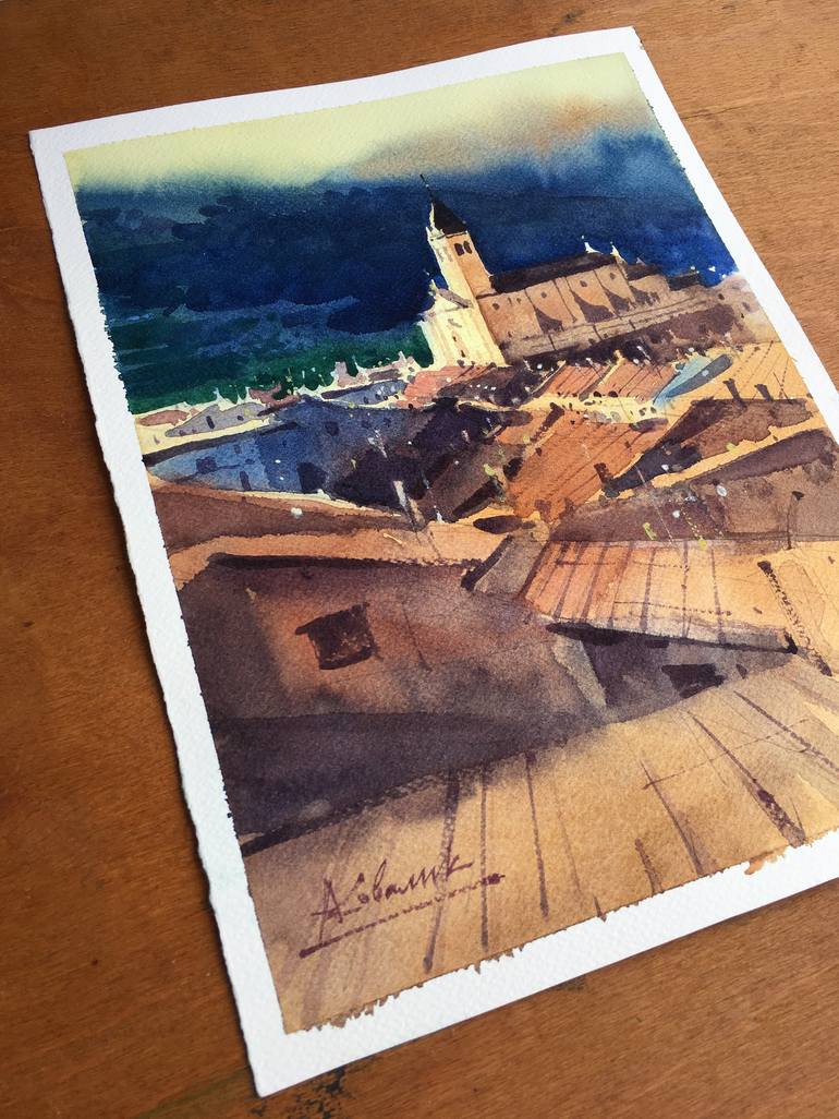 Original Expressionism Architecture Painting by Andrii Kovalyk 