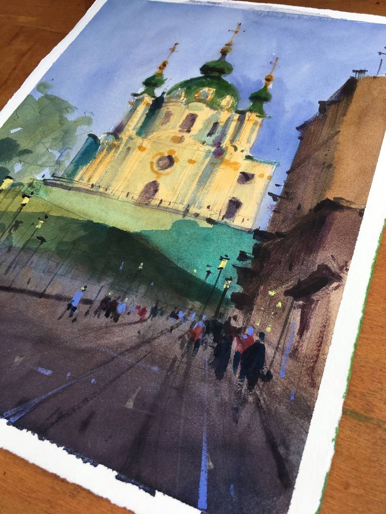 Original Expressionism Cities Painting by Andrii Kovalyk 