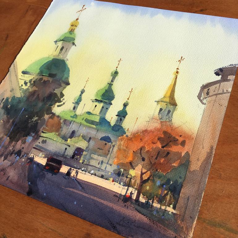 Original Expressionism Cities Painting by Andrii Kovalyk 