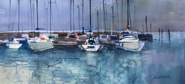 Original Fine Art Boat Paintings by Andrii Kovalyk