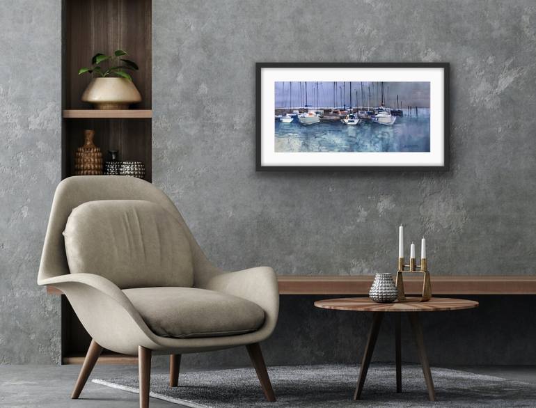 Original Fine Art Boat Painting by Andrii Kovalyk 