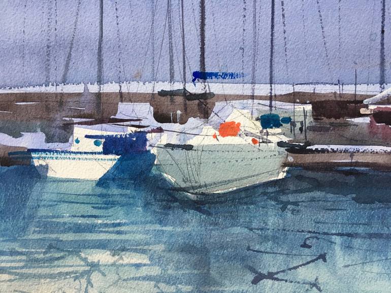 Original Boat Painting by Andrii Kovalyk 