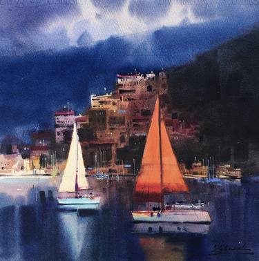 Print of Expressionism Yacht Paintings by Andrii Kovalyk 