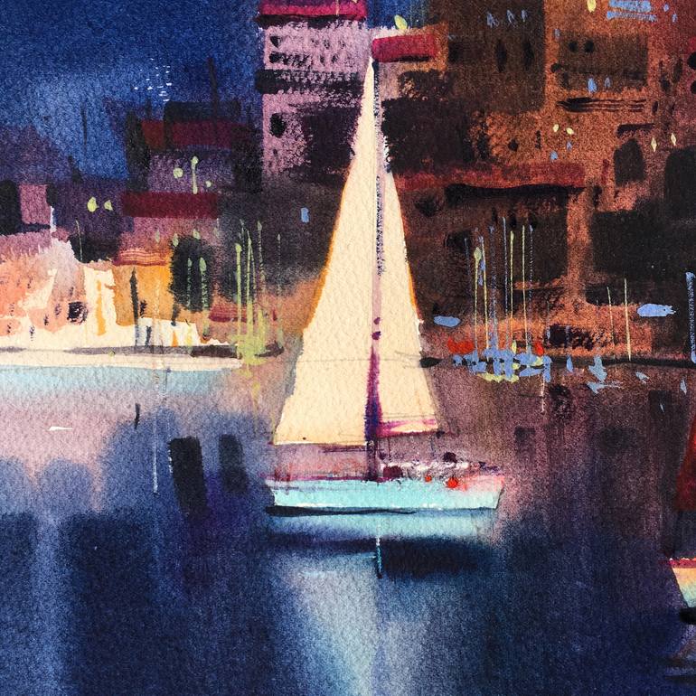 Original Yacht Painting by Andrii Kovalyk 