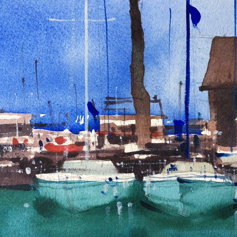 Original Fine Art Boat Painting by Andrii Kovalyk 