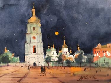 Night sketch in Kiev. Sophia Square thumb