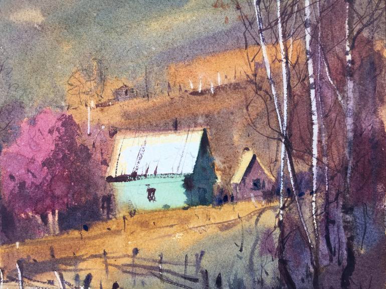 Original Folk Landscape Painting by Andrii Kovalyk 