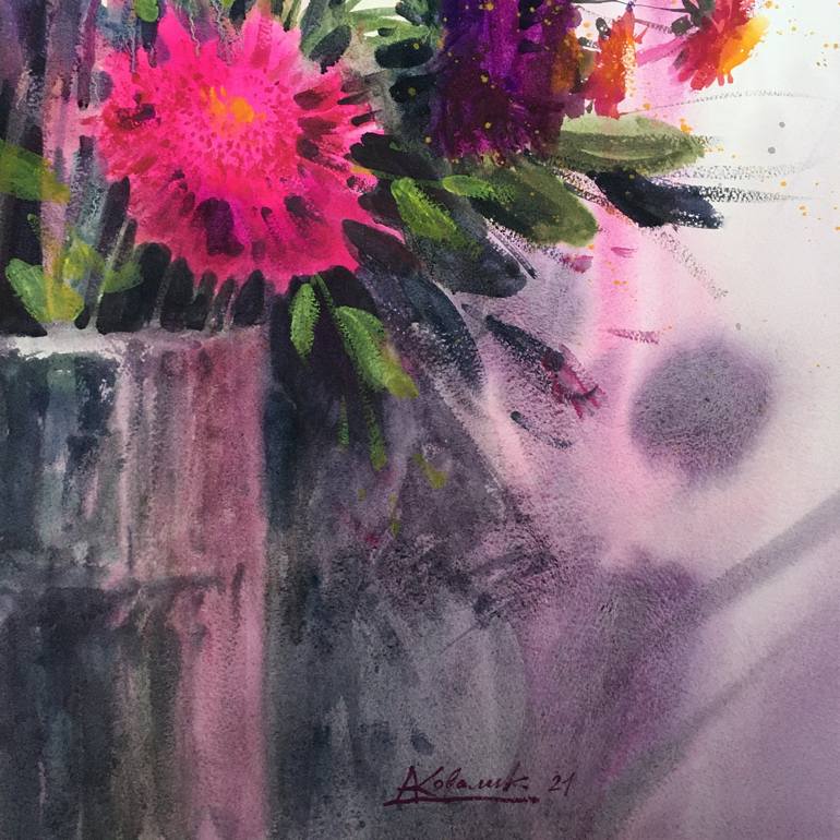 Original Fine Art Floral Painting by Andrii Kovalyk 