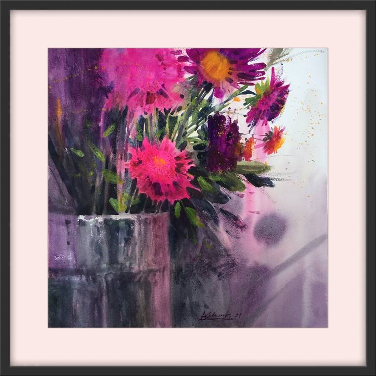Original Fine Art Floral Painting by Andrii Kovalyk 