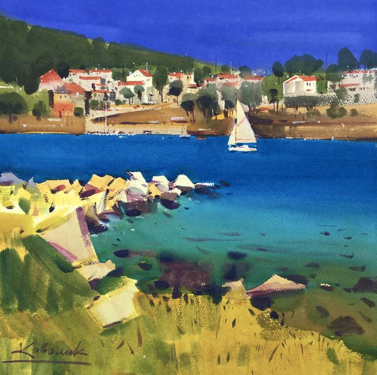 Print of Impressionism Seascape Paintings by Andrii Kovalyk 