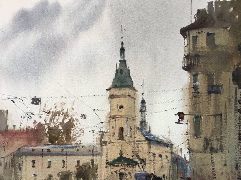 Original Fine Art Architecture Painting by Andrii Kovalyk 