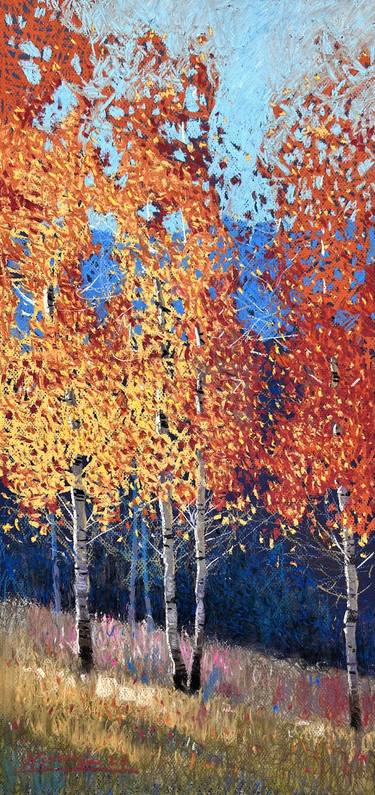 Fragile autumn birch trees in the Ukrainian Carpathian mountains thumb