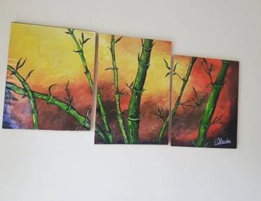 Abstract Bamboo Painting By Sahan Sankalpa Saatchi Art