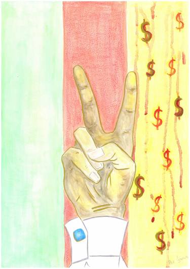 FREEDOM, watercolor, oil pastel on paper, original thumb