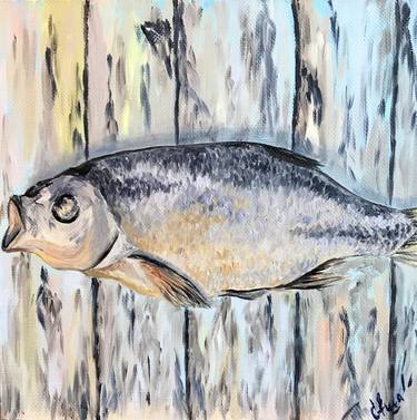 Dried Fish, oil painting on canvas, original, Pop Art, Modern, Still Life thumb