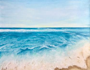 TROPICAL BEACH oil painting on canvas, original, landscape thumb