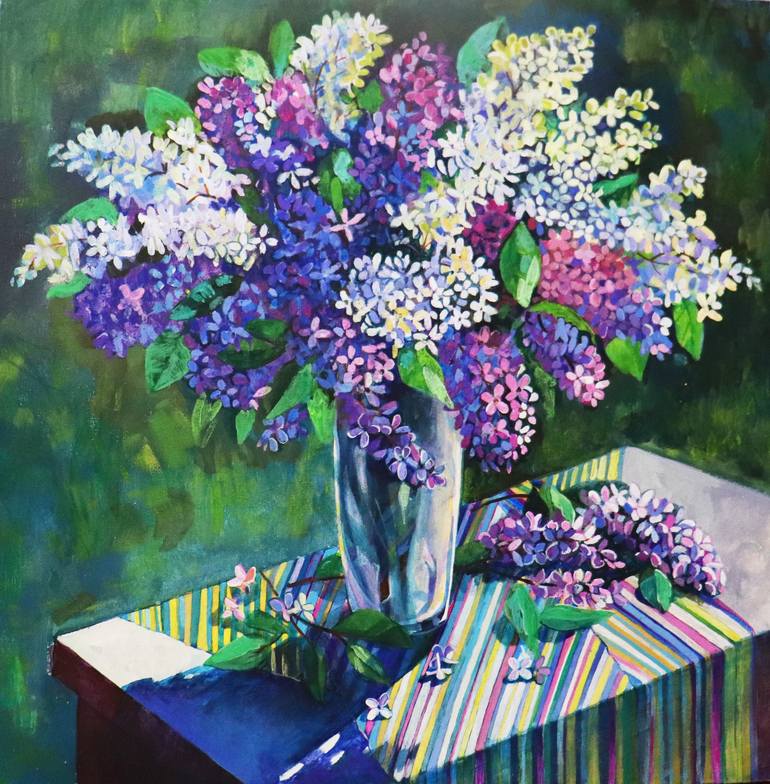 Lilac Aroma. Floral Still Life. Lilac Bu, Painting by Evgeny