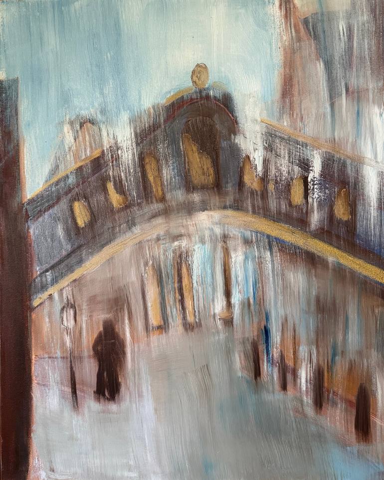 Original Architecture Painting by Lisa Lockett | Abstract Expressionism Art on Canvas | The Crossroads