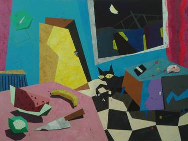 Print of Cubism Cats Paintings by Indrajeet Chandrachud