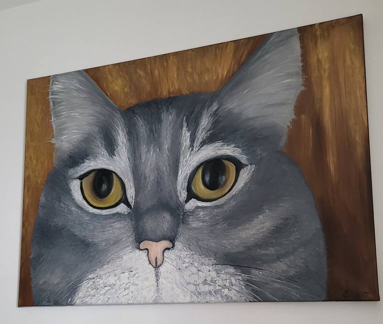 Original Fine Art Cats Painting by Julia Sowa