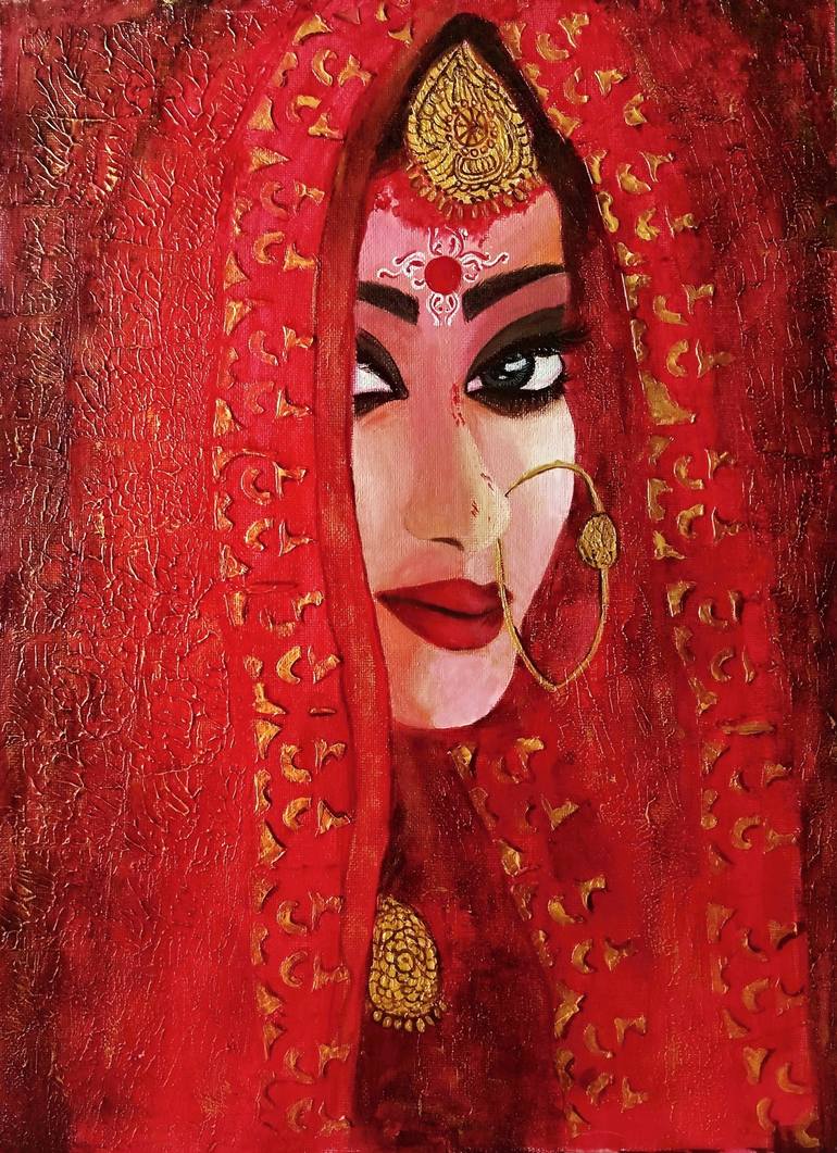 Indian bride Painting by Sudeshna Sarkar | Saatchi Art