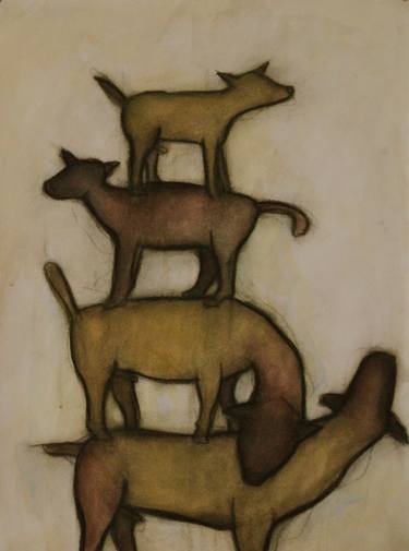 Print of Figurative Dogs Drawings by Johannes Van Uden