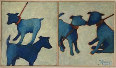 Original Figurative Dogs Paintings by Johannes Van Uden