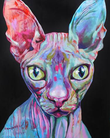 Original Contemporary Cats Painting by Alexandra Andreica