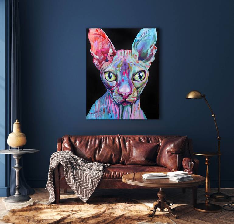 Original Abstract Expressionism Cats Painting by Alexandra Andreica
