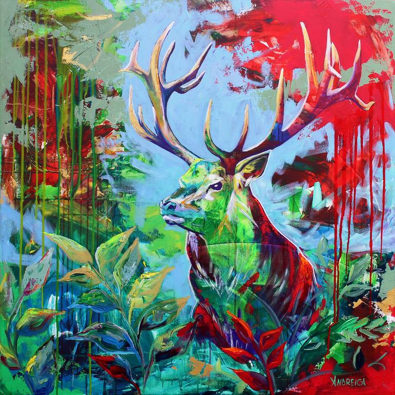 Wild Stag Painting by Alexandra Andreica | Saatchi Art