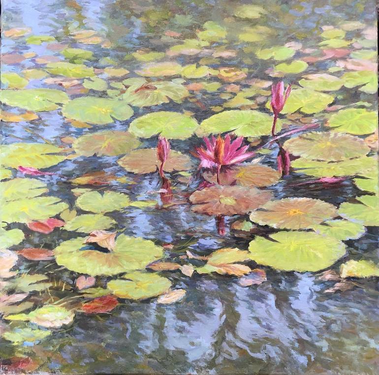 Flower in water Painting by Paul Qian | Saatchi Art