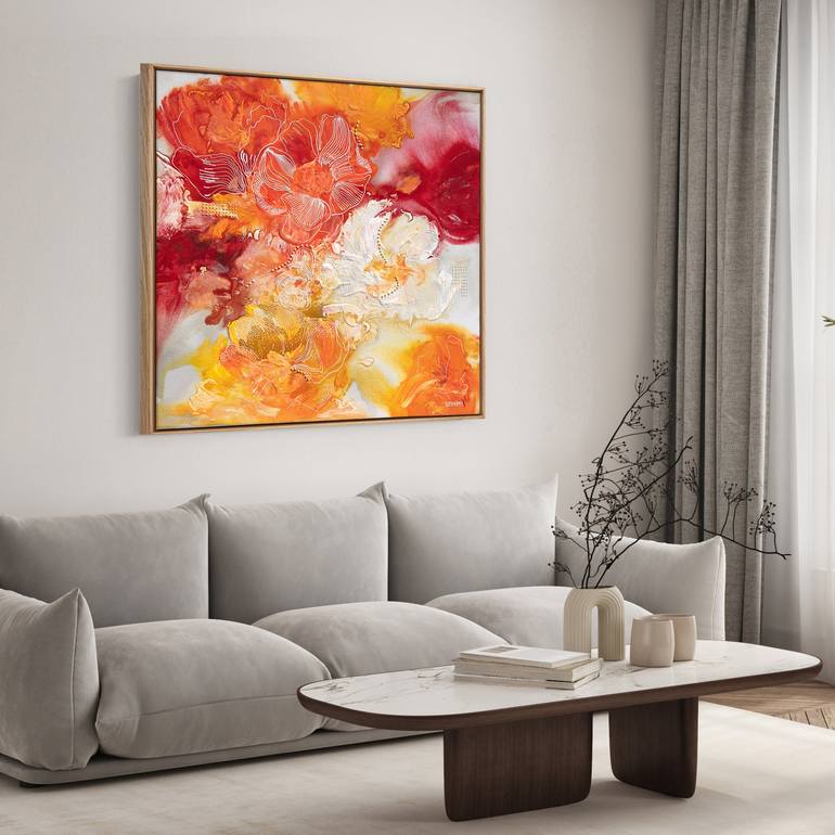 Original Abstract Floral Painting by Nichapha Trongsiri